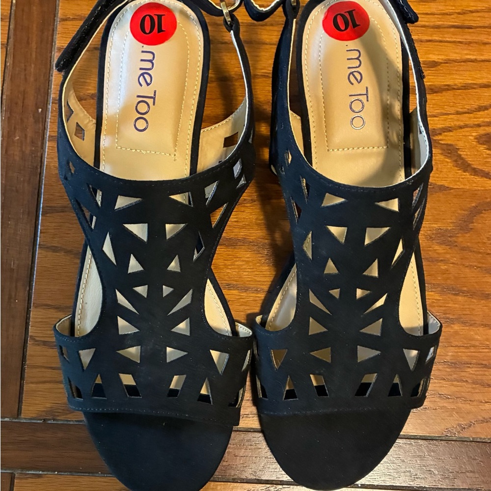 Me Too Black Geometric Cutout Sandals